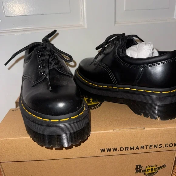 Dr. Martens Black Leather Platform Oxfords 8053 - Picture 3 of 7